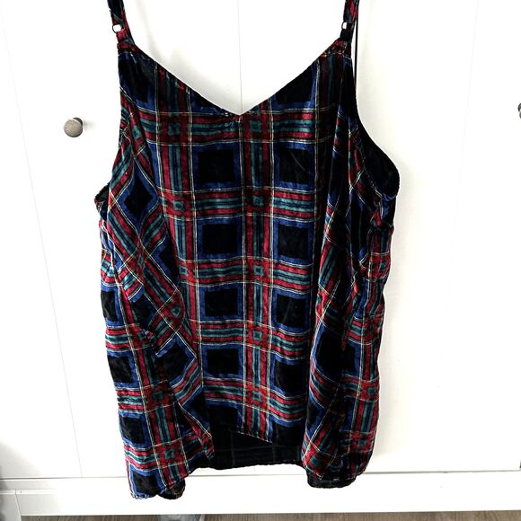 Torrid Plaid Velvet Tank Top Size 3x Cami Tartan Print Holidays Preppy Christmas - Picture 8 of 8